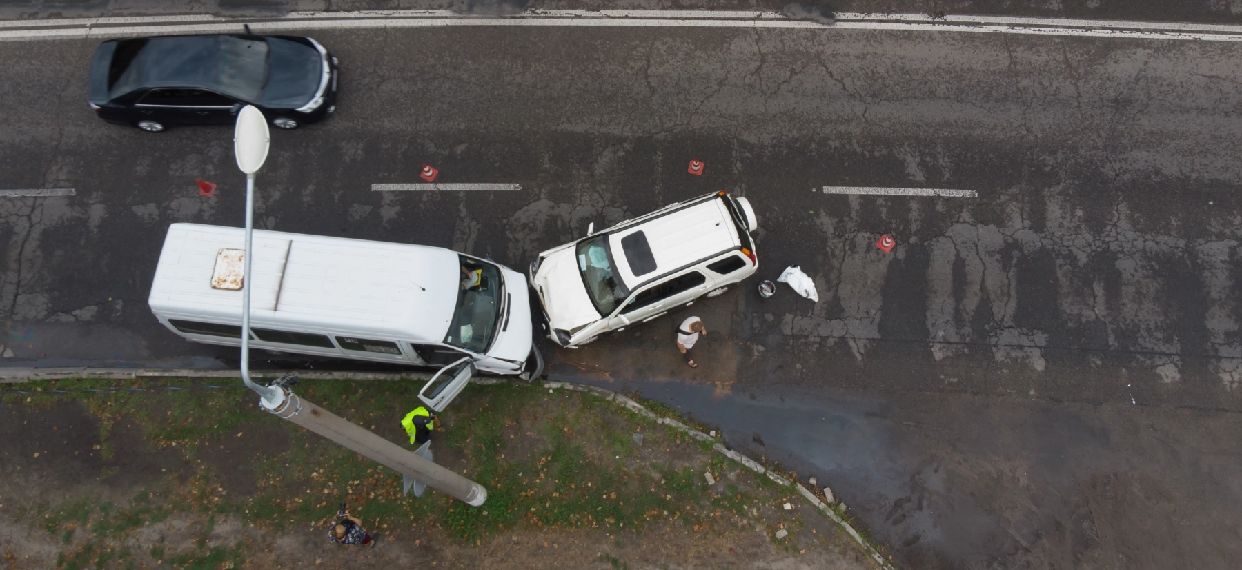 van and car head on collision