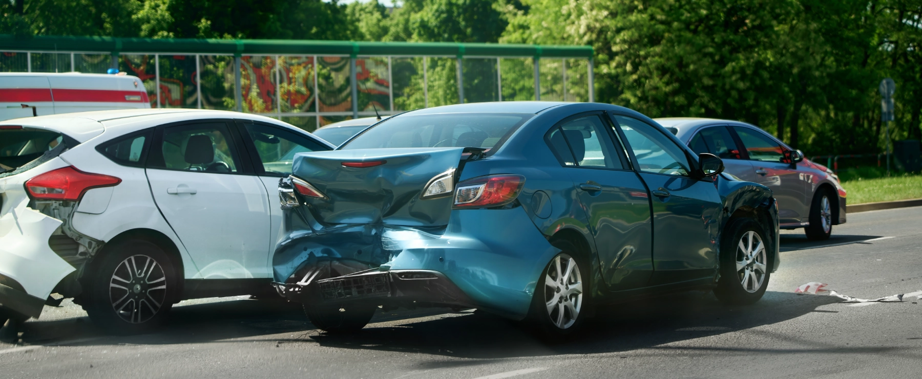 rear end of a vehicle showing the affect of car crash