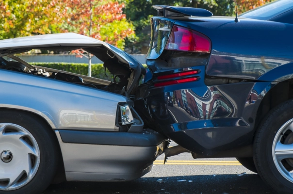 side view of a car accident.